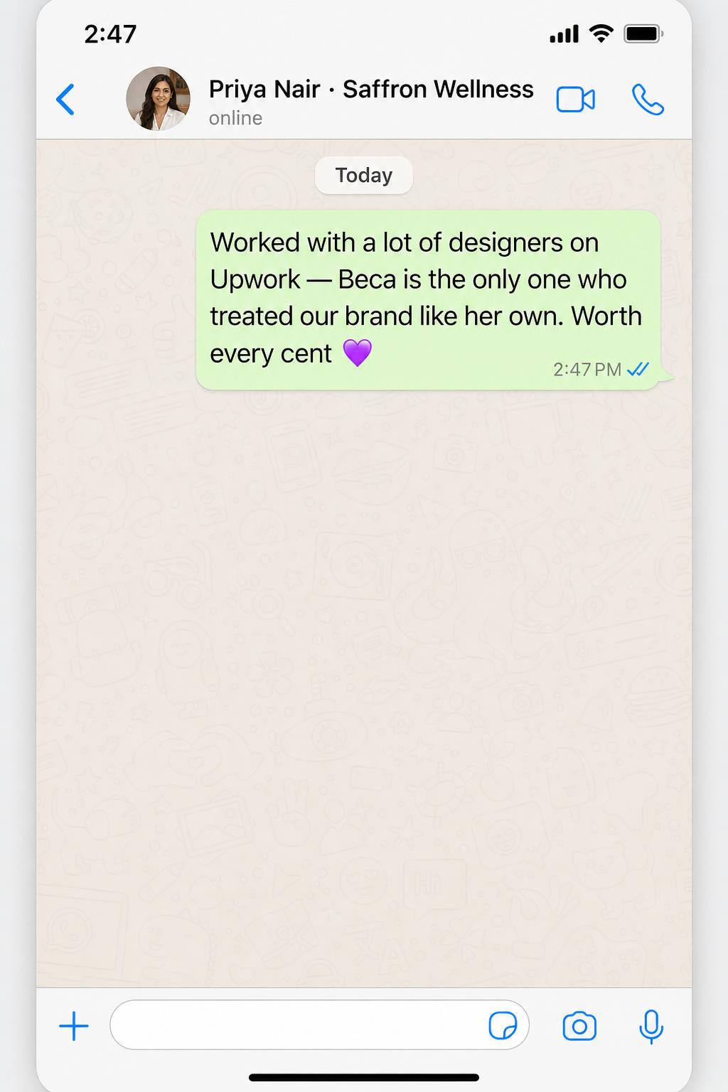 WhatsApp message from Priya Nair
